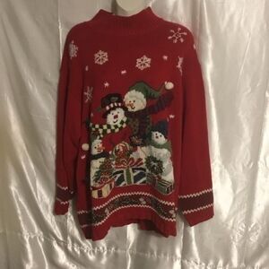 Casual Corner Cowl Turtleneck Red Vintage Holiday Christmas Sweater 18/20